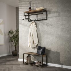 Kapstok Lío met roede en hoedenplank 8 haken