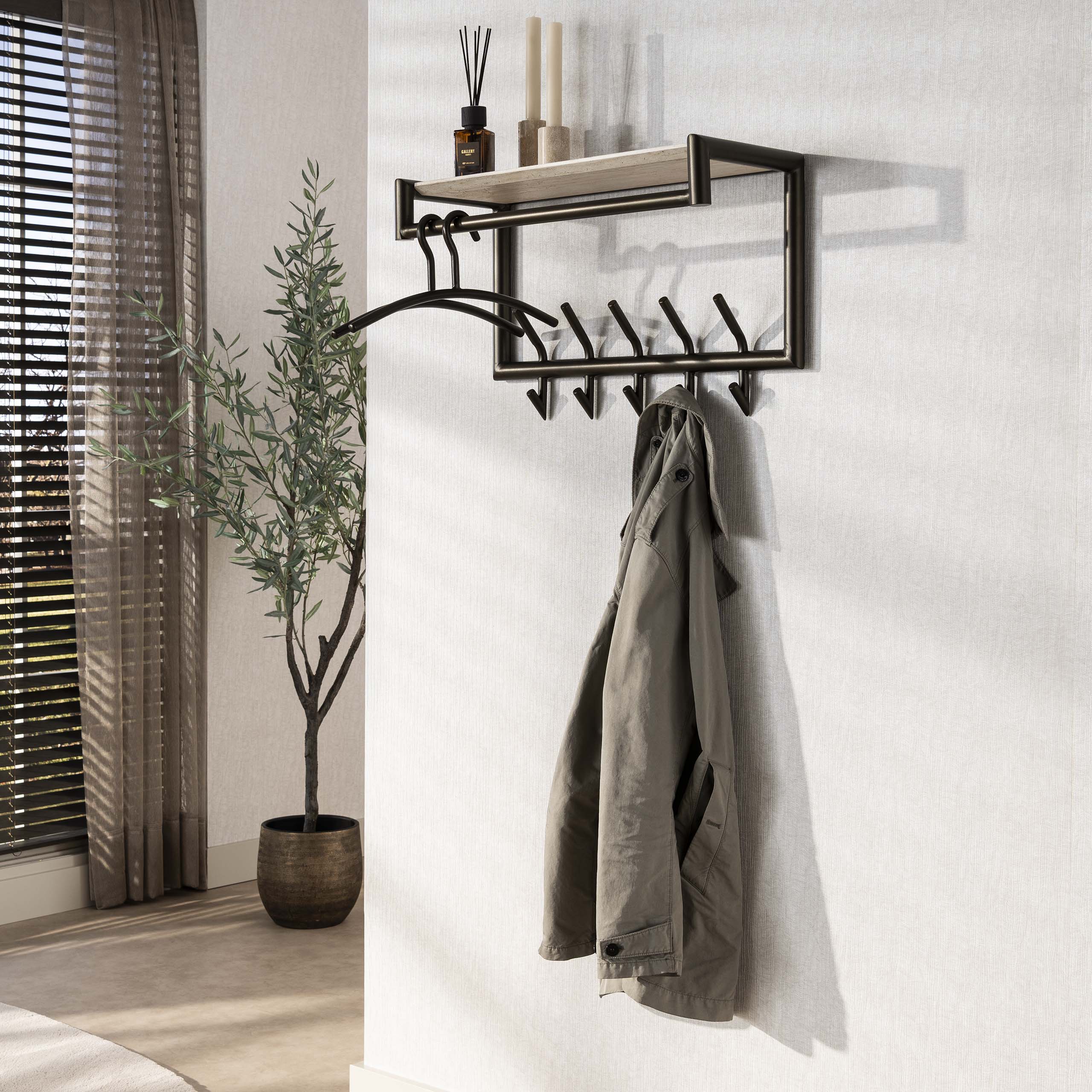 Kapstok Barry met roede en hoedenplank 10 haken - Afbeelding 2
