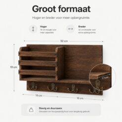 Alternative view of Sleutelrek hout met wandhaken